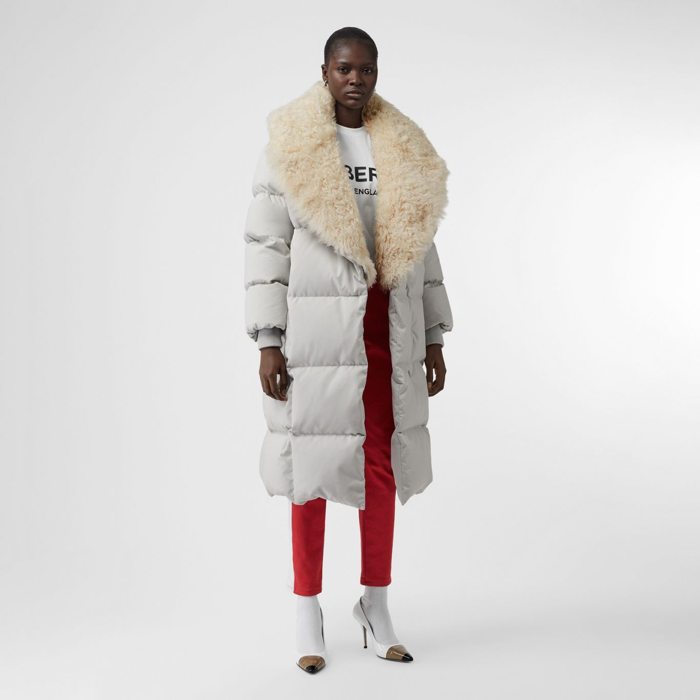 Detachable Shearling Collar Down-filled Puffer Coat